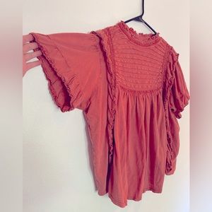 Free People Pink Cotton & Lace top XL Never Worn